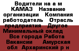 Водители на а/м КАМАЗ › Название организации ­ Компания-работодатель › Отрасль предприятия ­ Другое › Минимальный оклад ­ 1 - Все города Работа » Вакансии   . Амурская обл.,Архаринский р-н